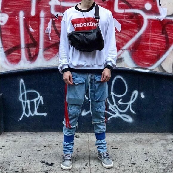 Limited Edition DFBK Defend Brooklyn Denim Crewneck w Zippers RARE - Picture 7 of 16